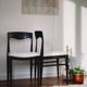 5 vintage chairs in dark wood and bouclé wool