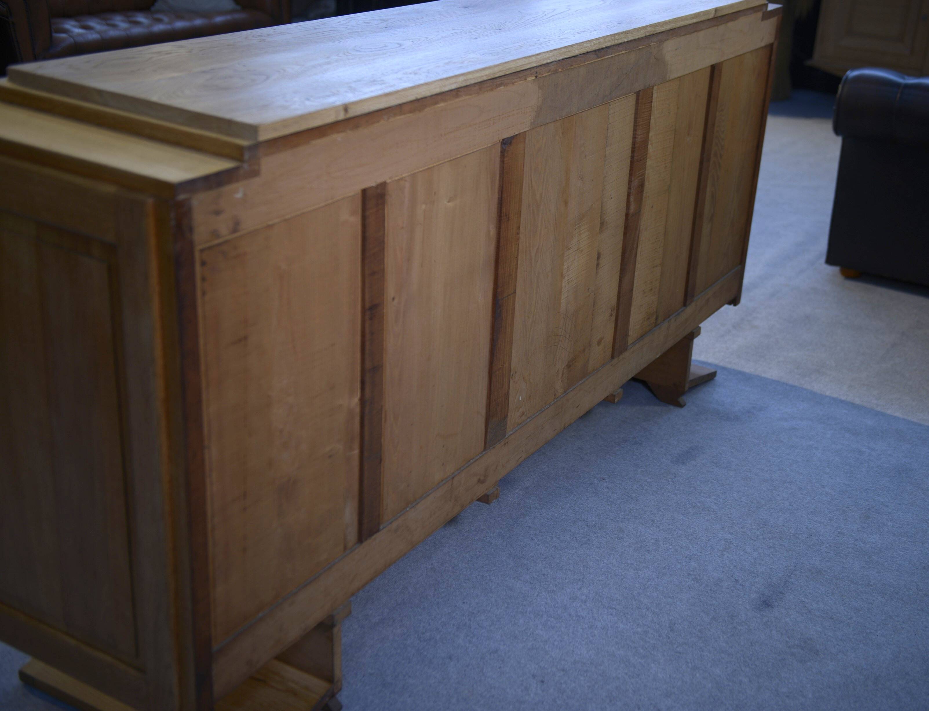 Brutalist Art Deco oak sideboard in the style of Charles Dudouyt / Gaston Poisson