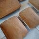 Set plates and Scandinavian dish in vintage solid wood