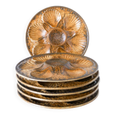 Set of 6 stoneware oyster plates, Brown & Brown, 1970