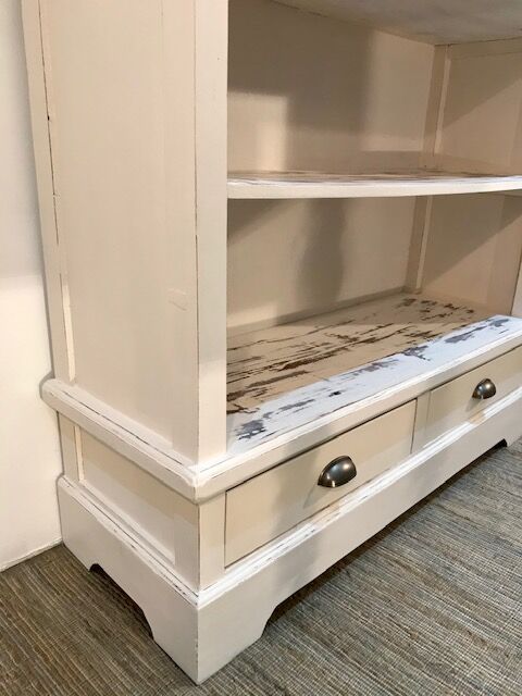 Bookcase, shelf, storage cabinet in solid wood white