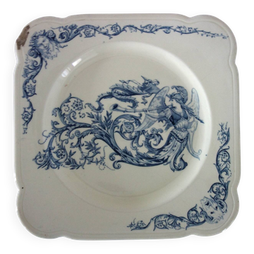 Plat de service Renaissance terre de fer clairefontaine XIXème.