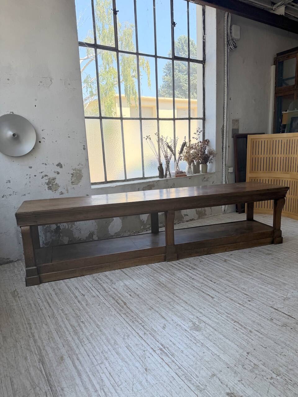 Table de gantier drapière 1900 chêne massif 330cm XL