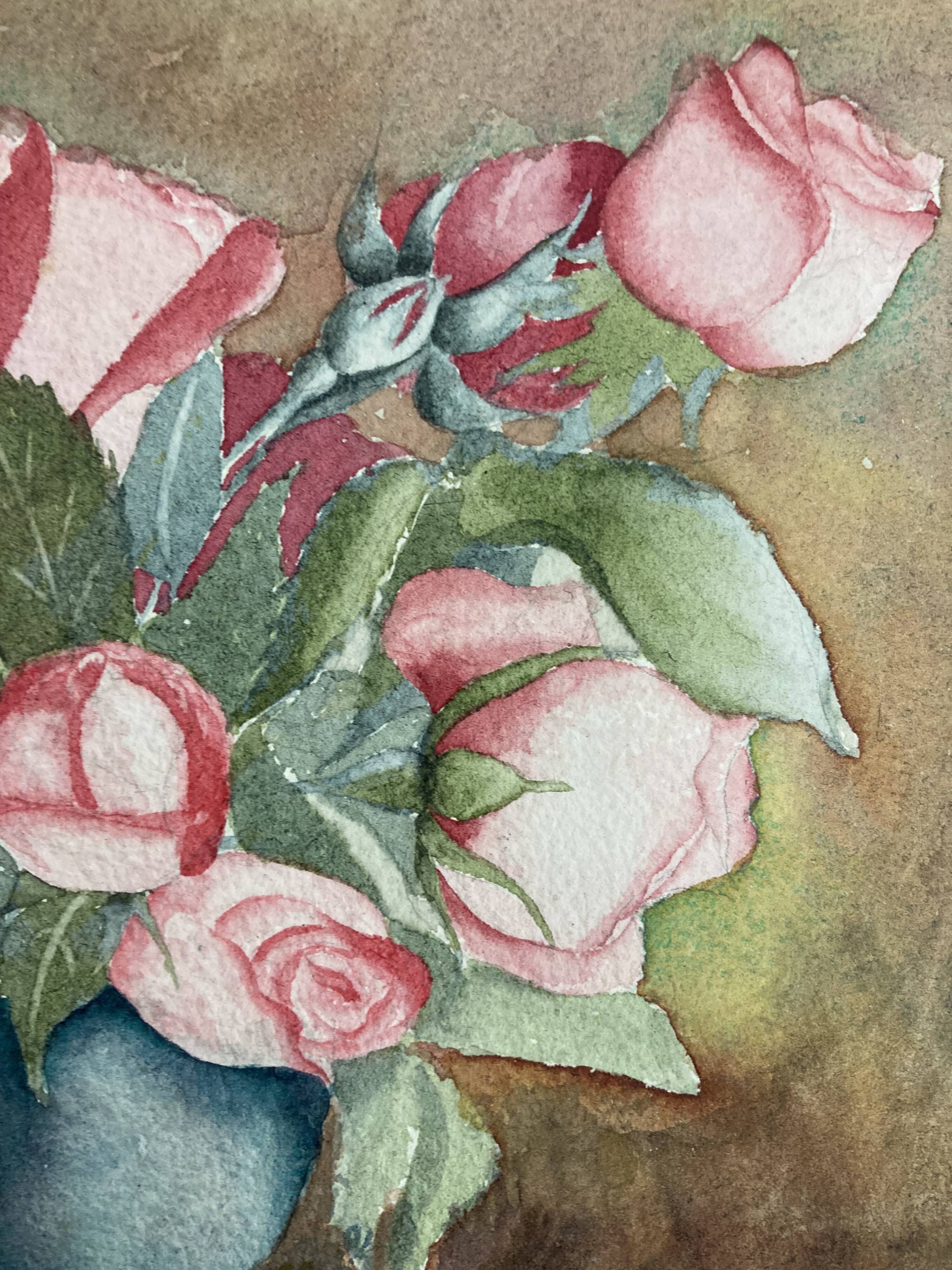 Aquarelle aux roses vintage