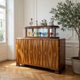 Exceptional Art Deco Walnut Sideboard with Slatted Glass Display - 1930s Fu