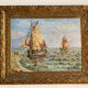 Ancient painting, Marine, signed 20th century