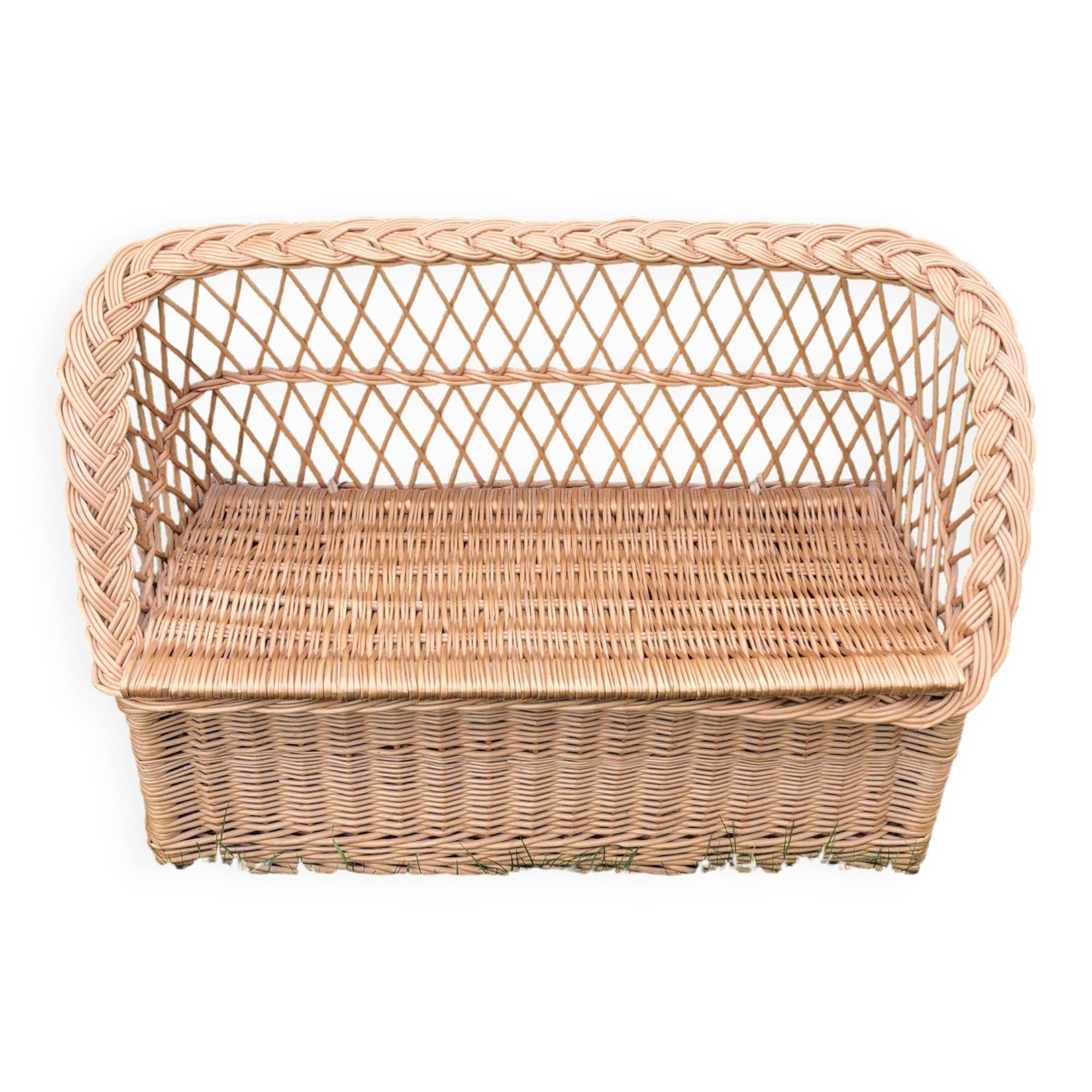 Vintage 60s rattan storage bench