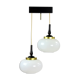 Suspension du milieu du siècle avec deux lampes opalines, Tchécoslovaquie vers les années 1960