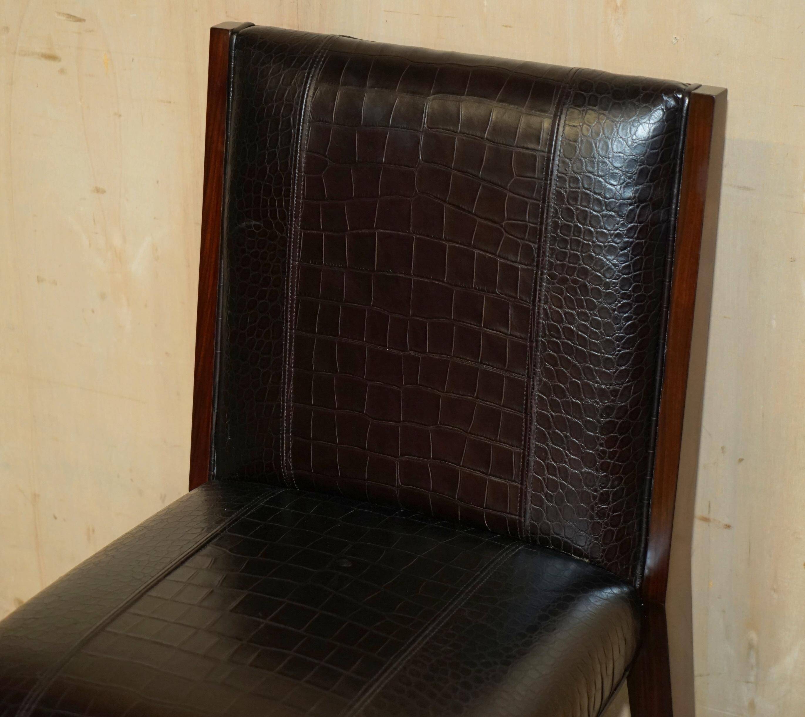 Chaises d'appoint Ralph Lauren Metropolis cuir patiné crocodile