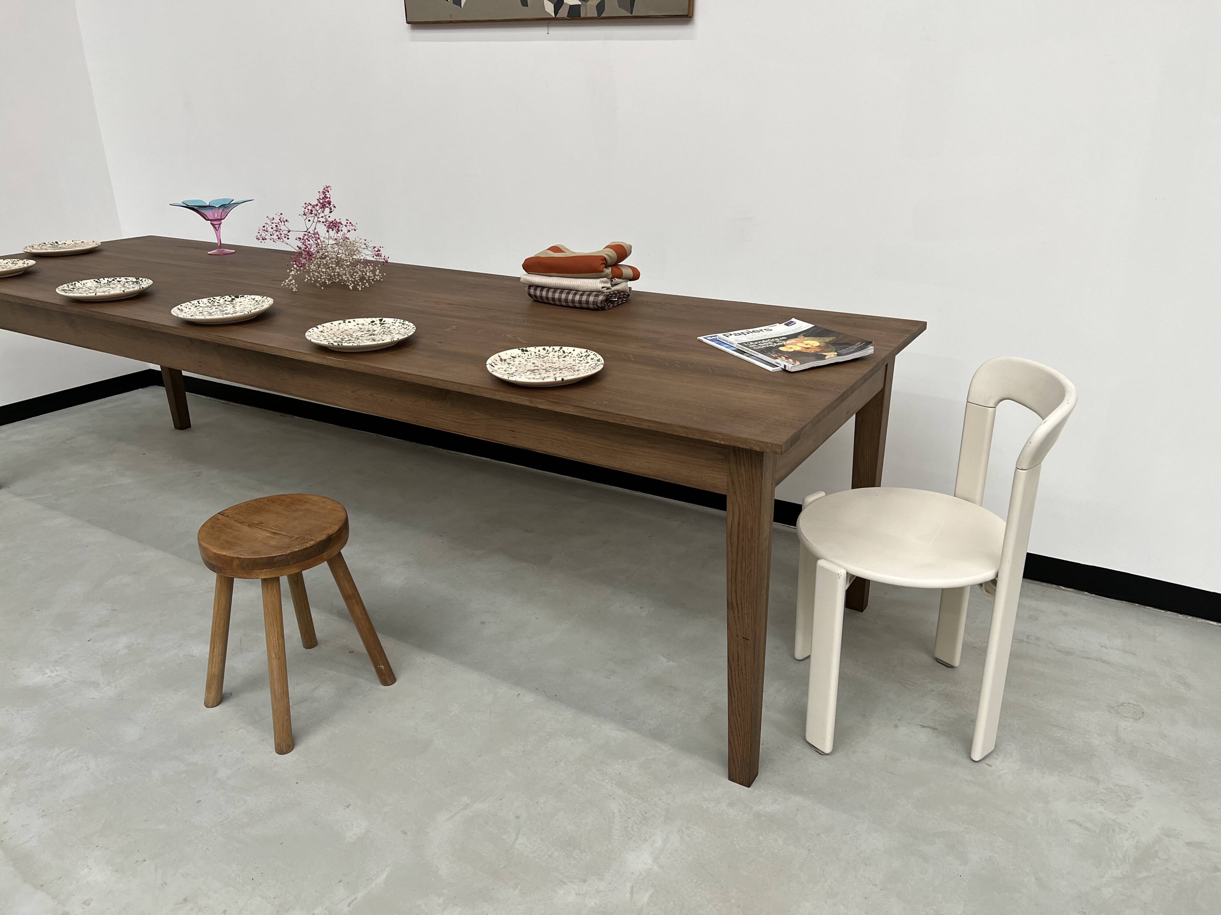 "Dark Brown" farmhouse table in solid oak, 300 x 90 cm