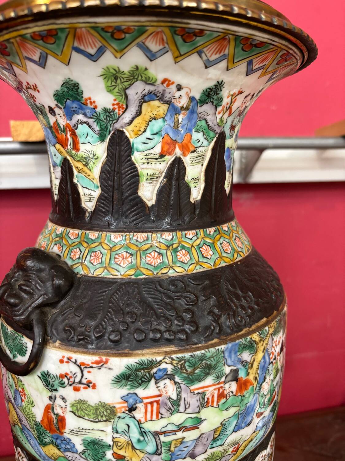 A Chinese famille rose porcelain vase called 'from Nanking' 19th century 55cm