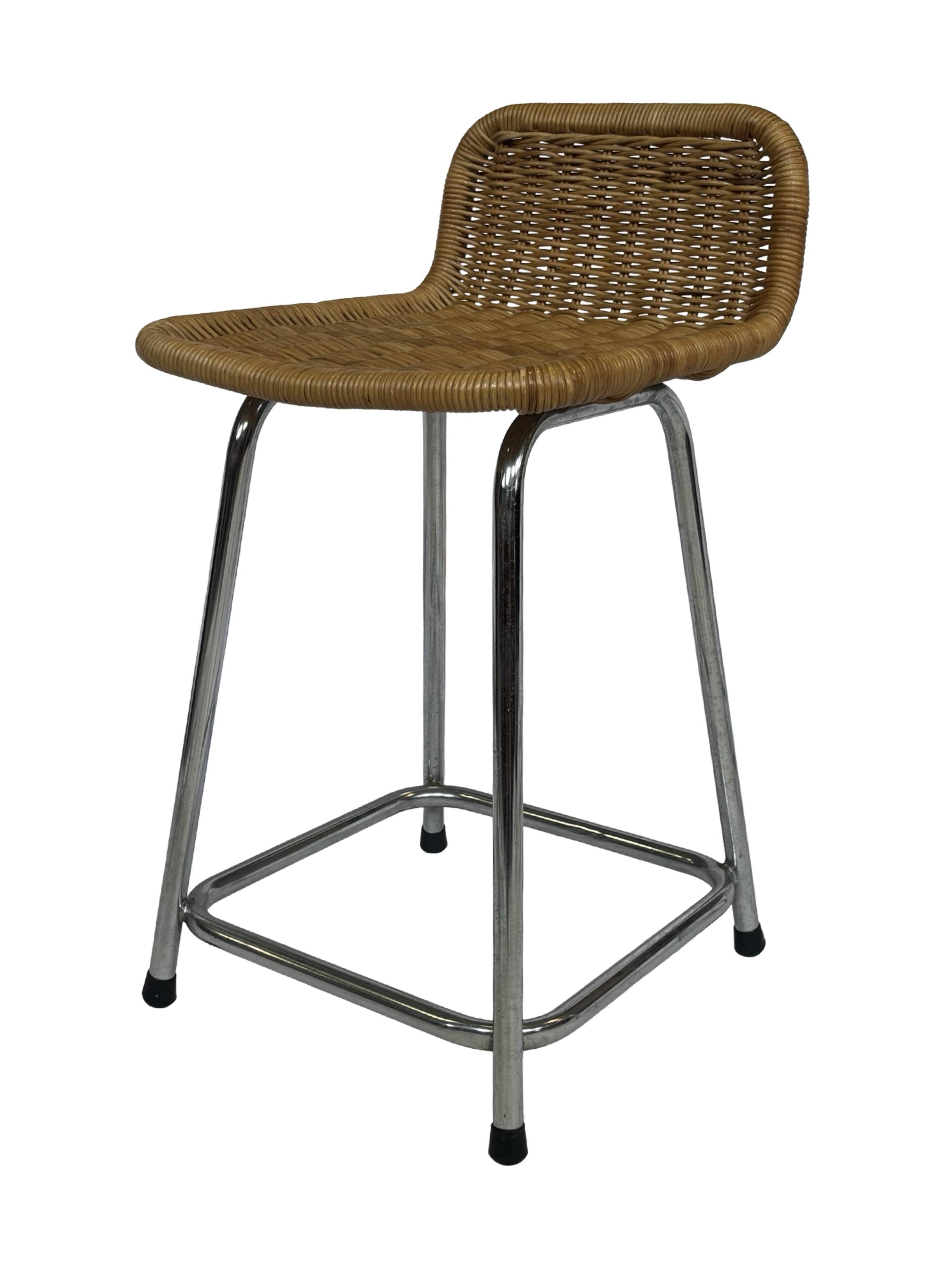 Ensemble de 4 tabourets de bar vintage Dirk Van Sliedregt Rohe Noordwolde modèle bas