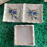 6 plates carrrees and rectangular dish matching dessert of the 50s