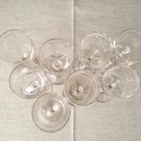 Suite of 8 engraved glass drip glasses from the 1930s 1940s