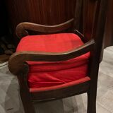 Rustic walnut armchair with sticks