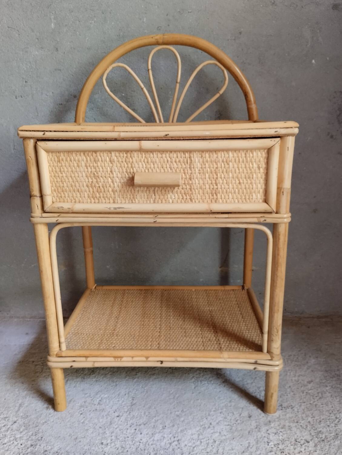 Pair of rattan bedside tables