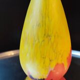 Curved vase made of glass paste