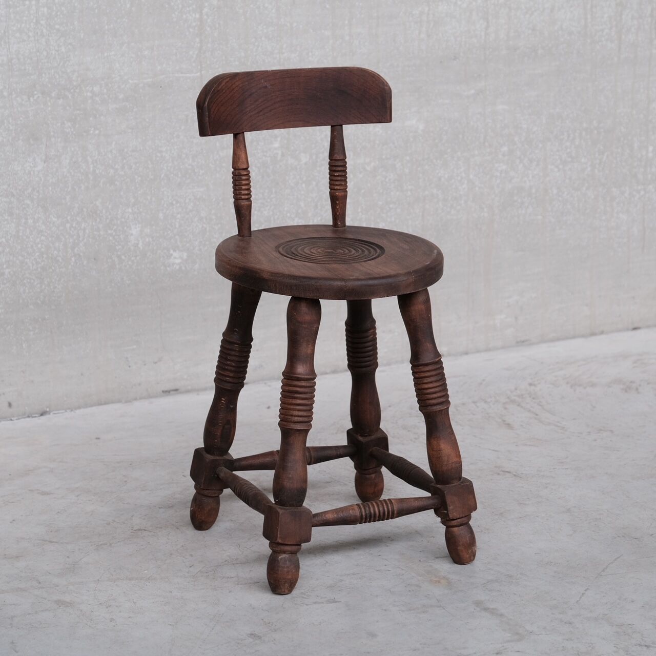 French oak mid-century turned occasional chair