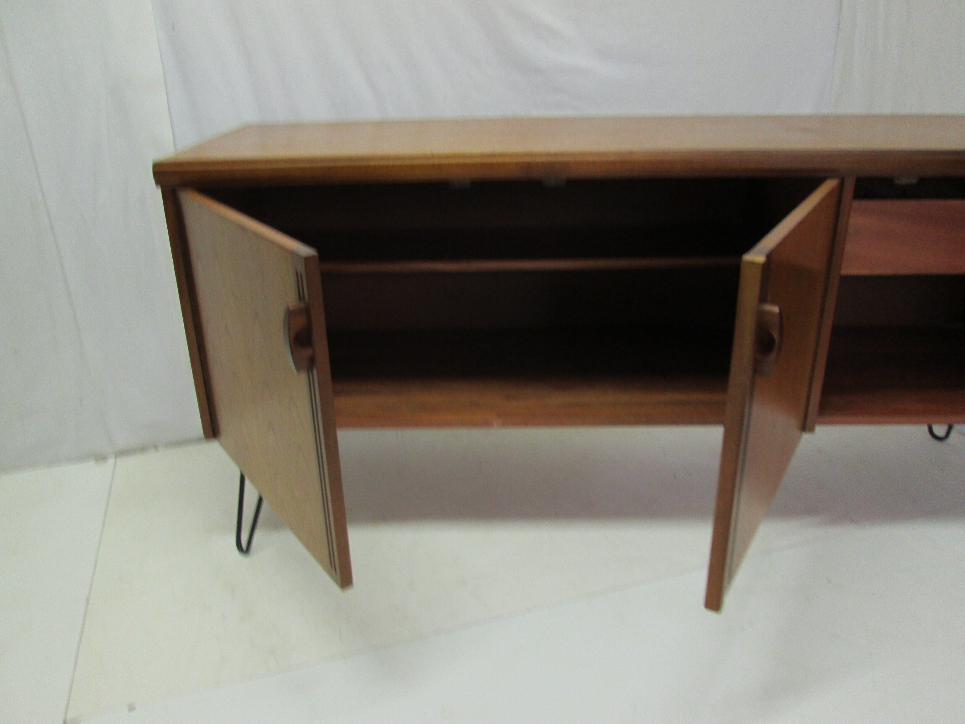 Vintage teak line pins feet