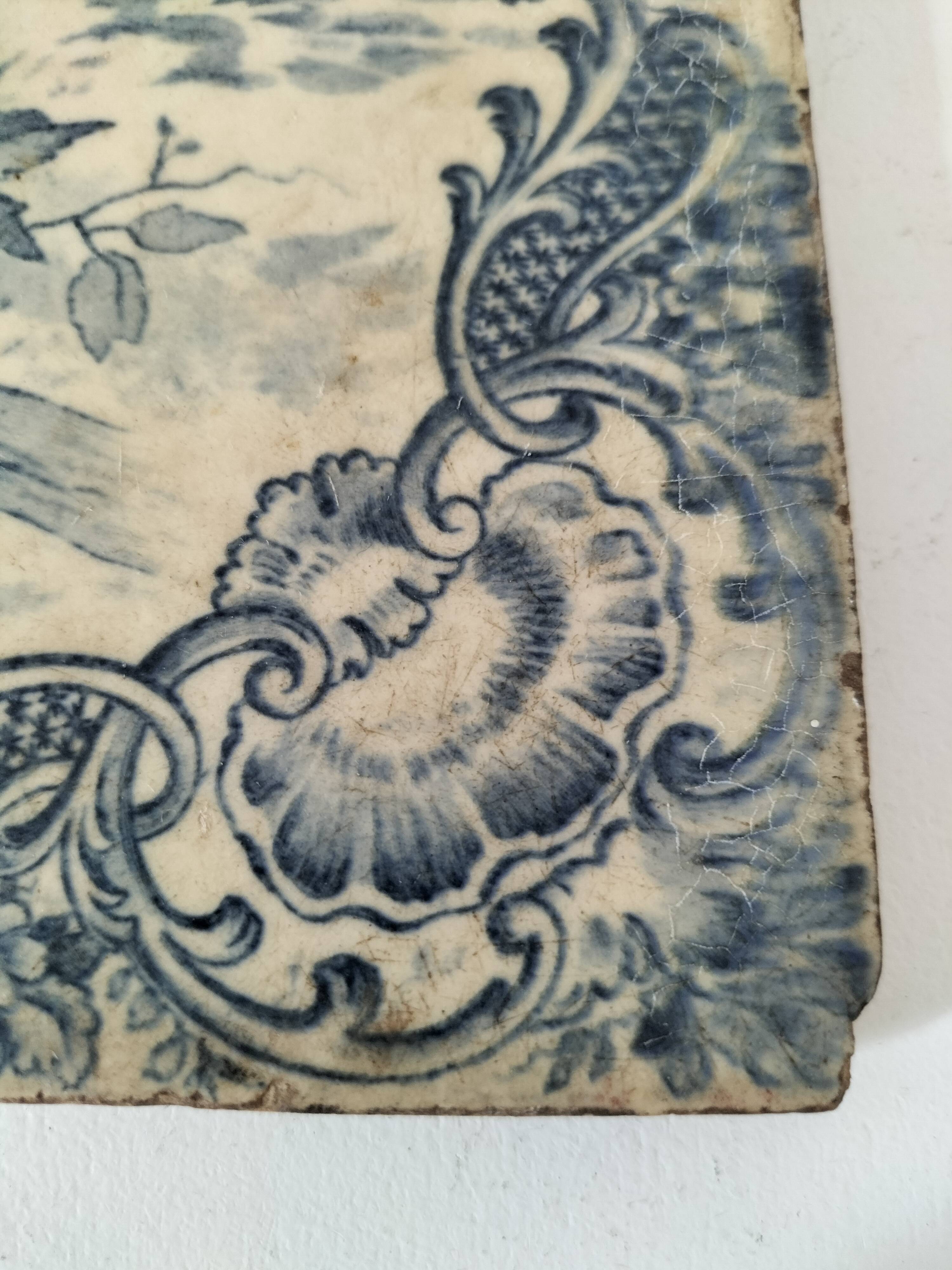 Large antique Gien earthenware tile, model 280