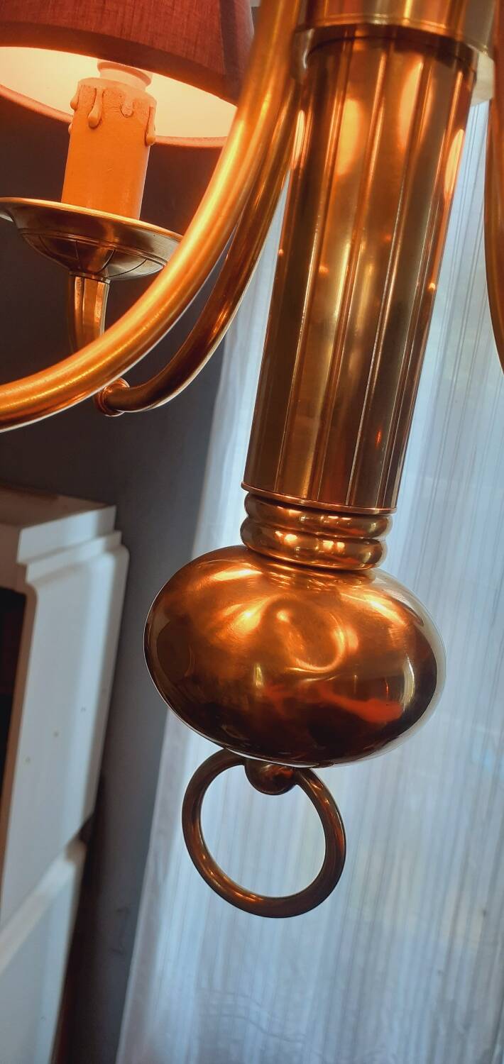 Lustre Art Déco en Bronze estampillé Petitot