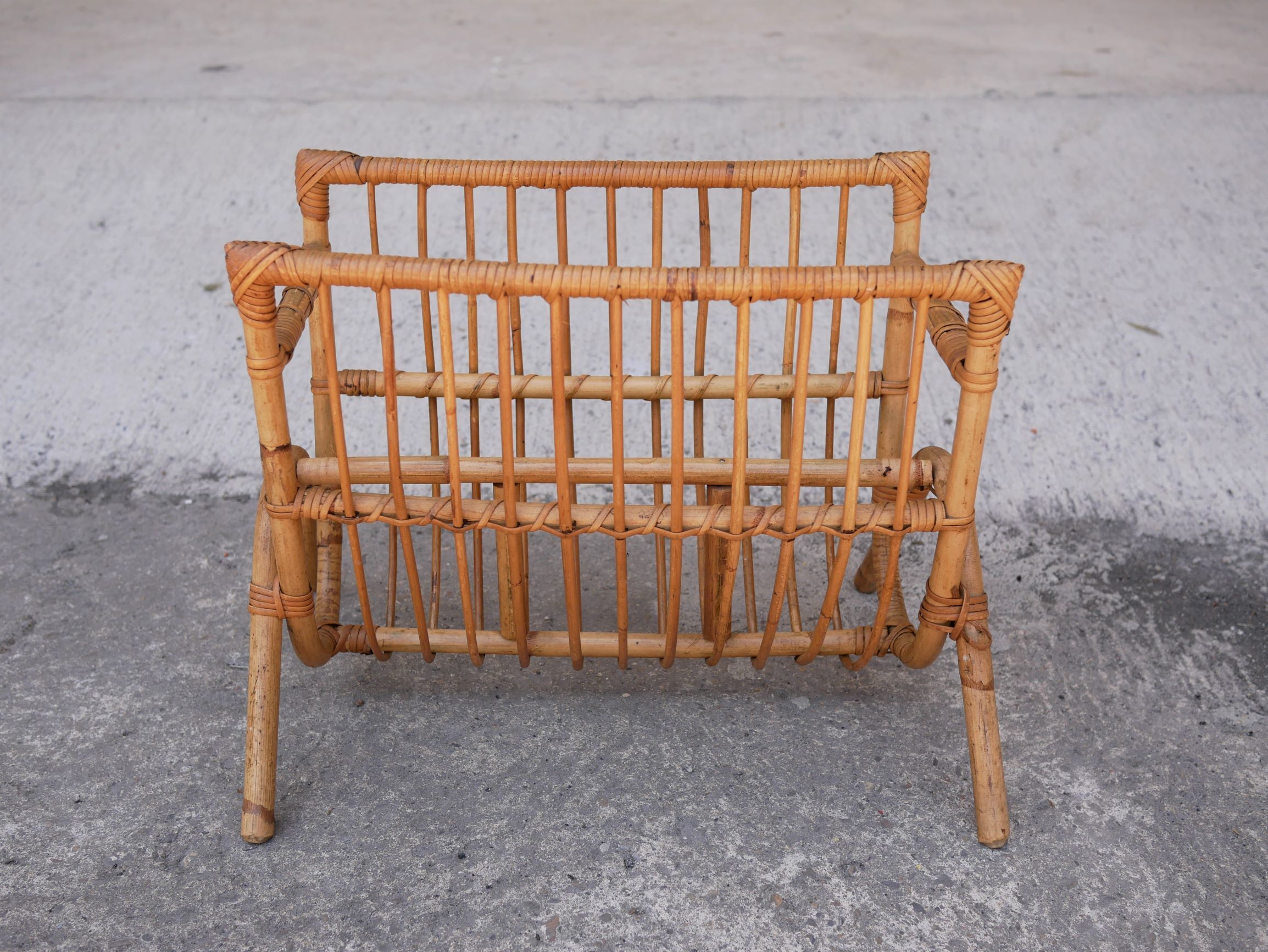 Vintage rattan magazine rack