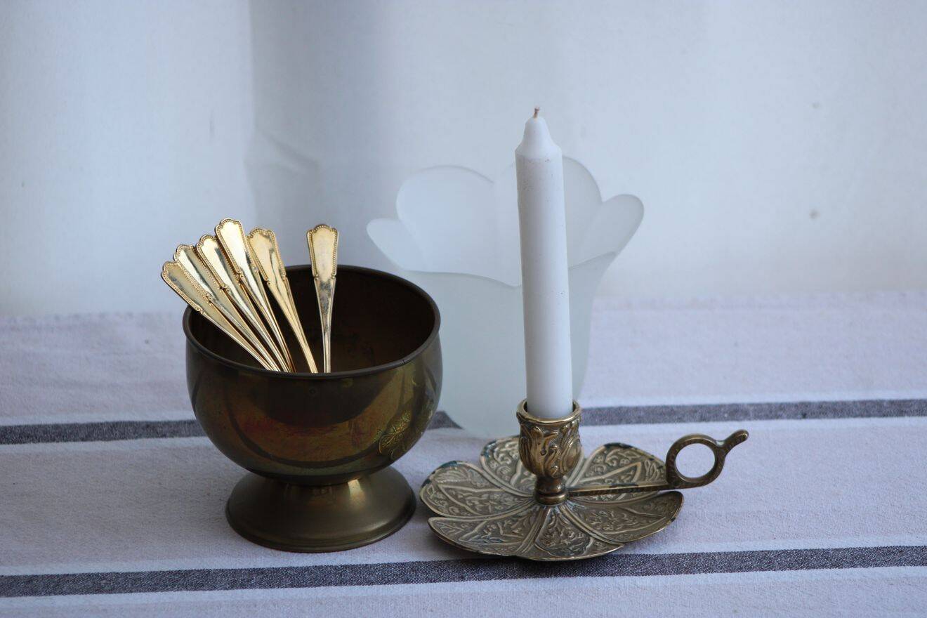 Gold metal candle holder