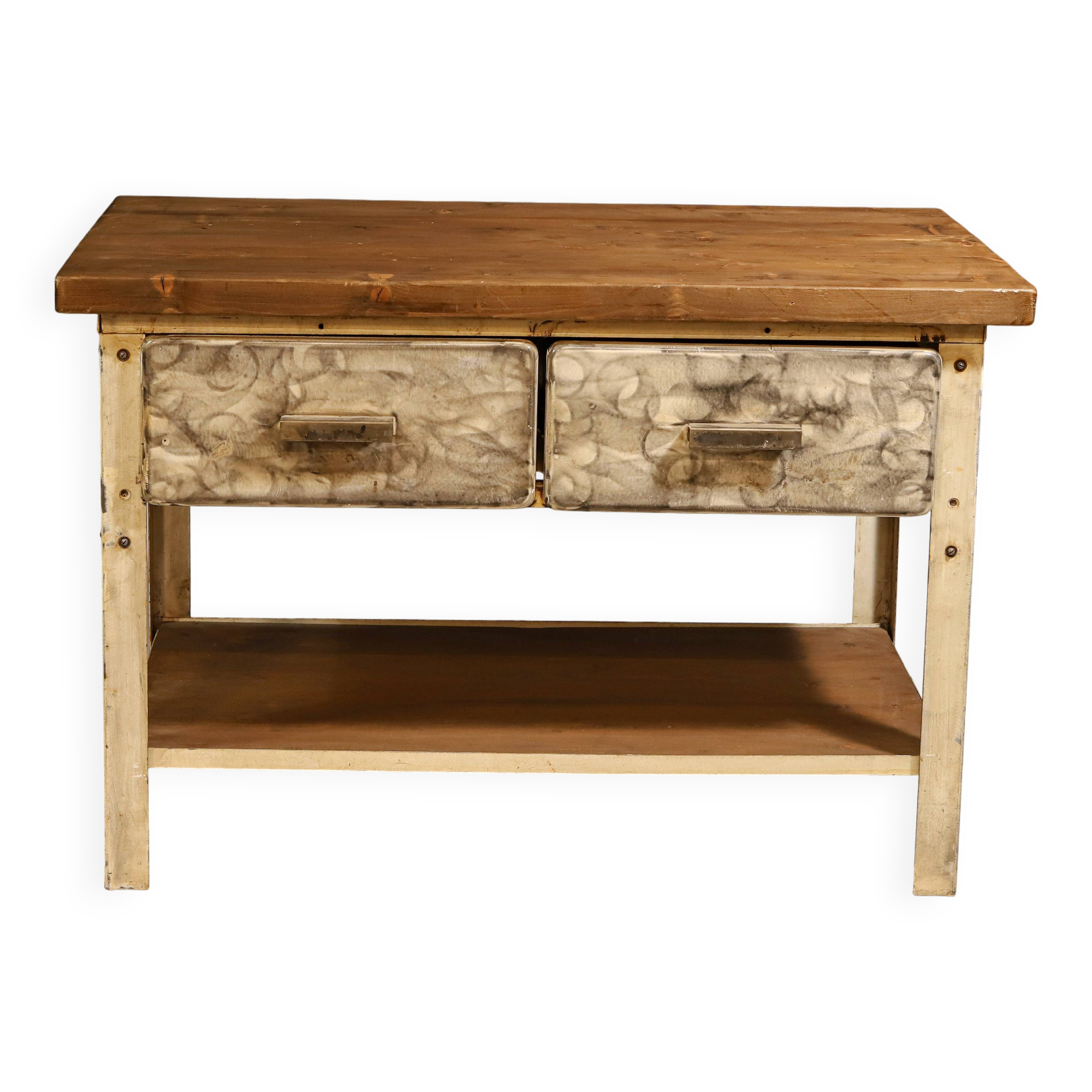 Industrial iron kitchen table from the 1950s, Czechoslovakia