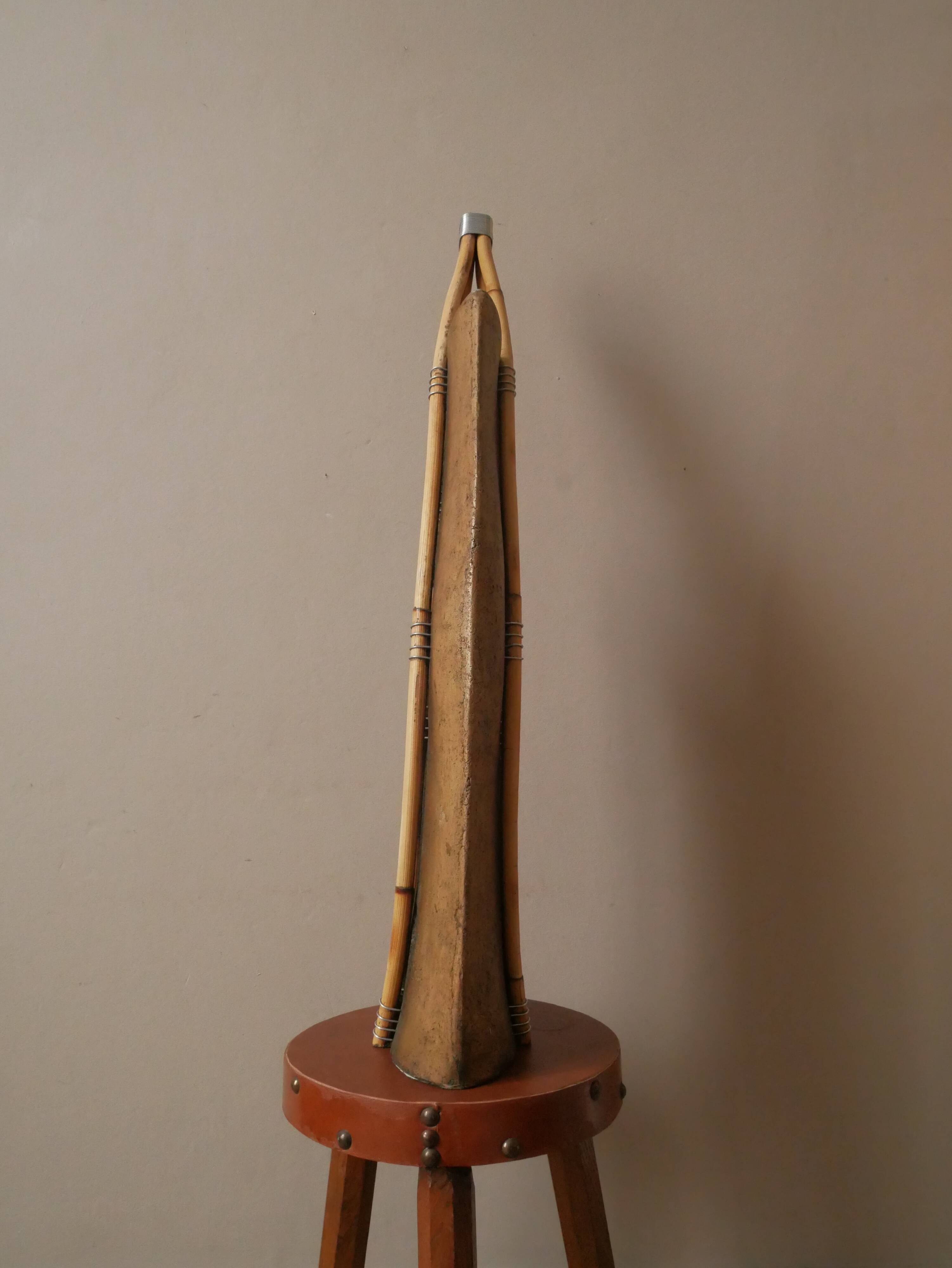 Metal and rattan vase contemporary sculpture contemporary design