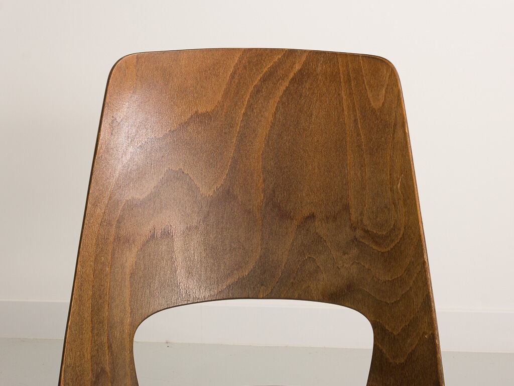 Set of 3 Jomain Baumann chairs, seat in imitation cognac leather, circa 1960