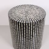 Pearlescent Mosaic Coffee Table Black&Cream 40x43 cm