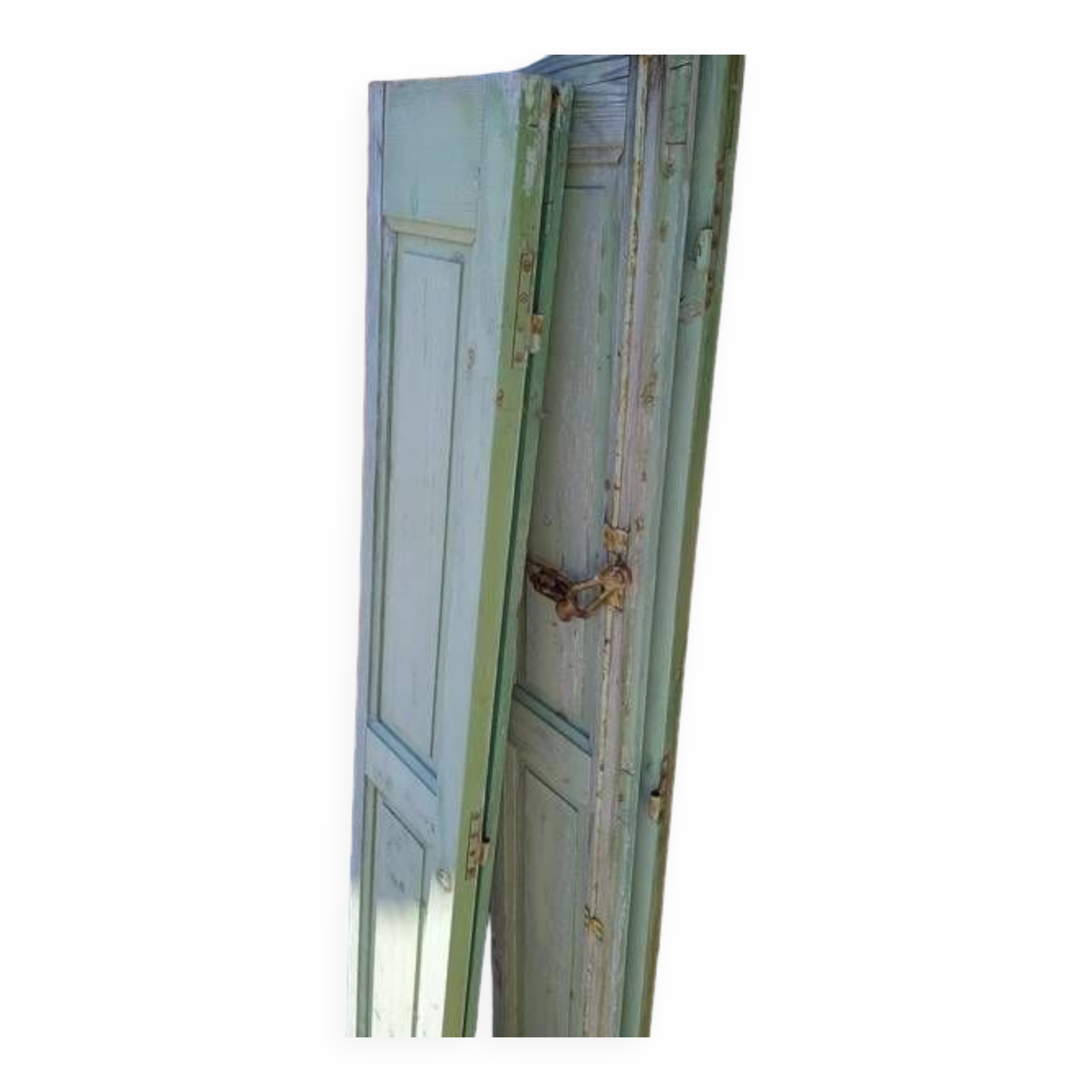 Set of shutters / 4 patinated woodwork elements 168 cm ep 1940