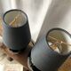 Duo de lampes en opaline noire art déco