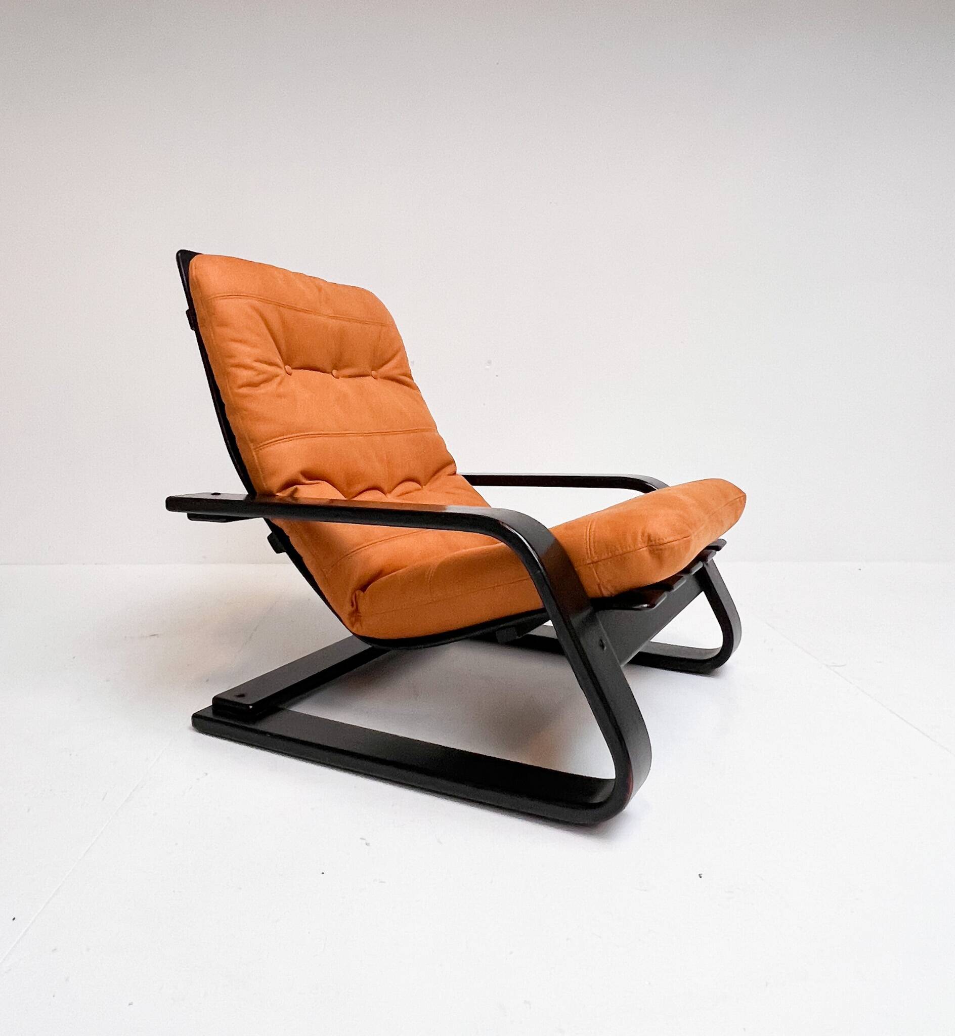 Reupholstered cognac coloured lounge chair, 1960s