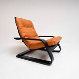 Reupholstered cognac coloured lounge chair, 1960s
