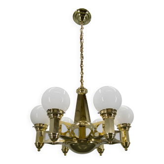 Rare Art Nouveau Chandelier by Emil Kralik for Vulkania, 1920s