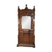 Neo-Gothic Style Walnut Coat Rack