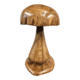 Hand-carved oak table lamp in the shape of a mushroom