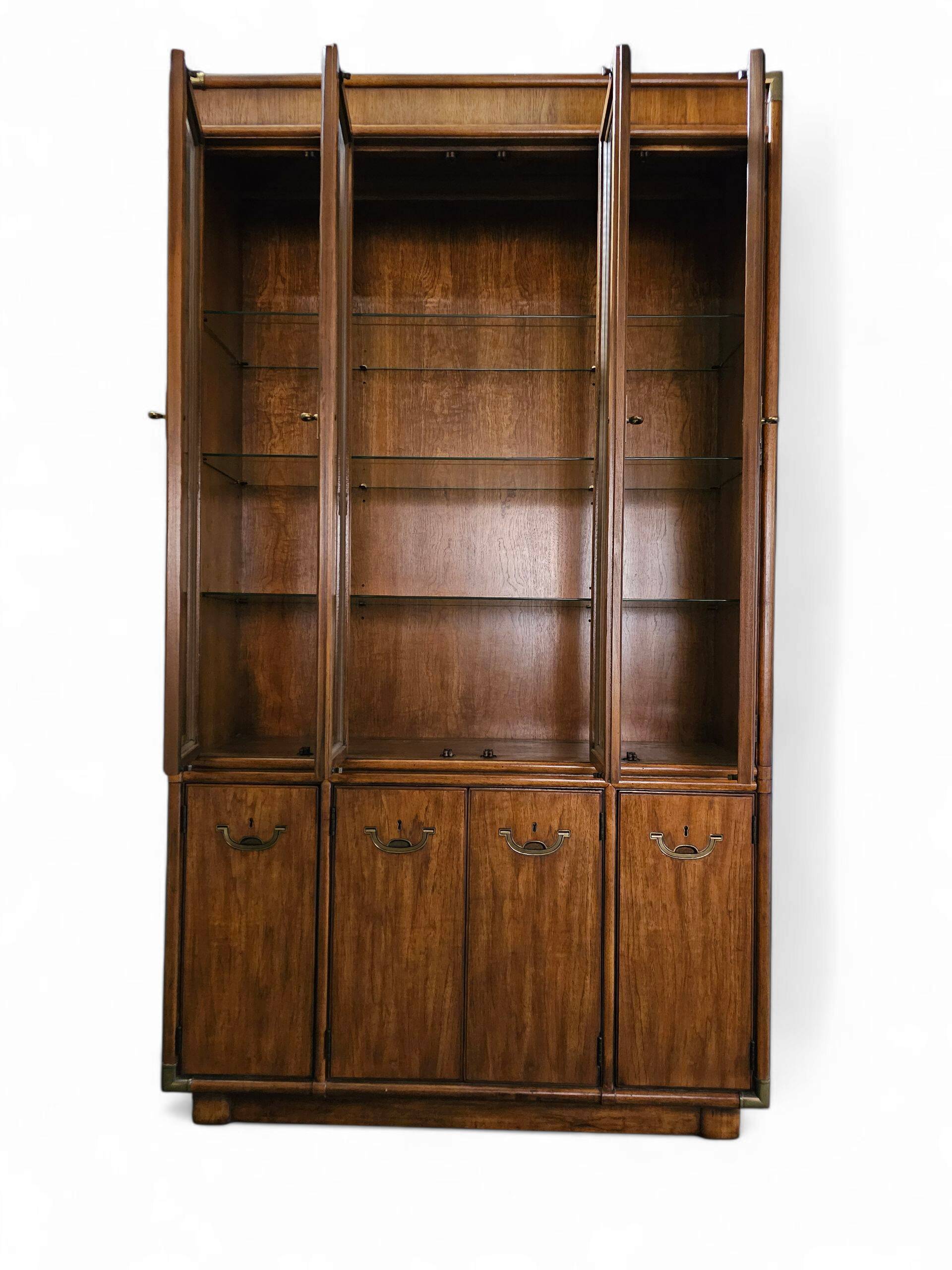 Late 20th Century Vintage Boho Drexel Campaign China Cabinet