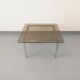 Vintage square coffee table in smoked glass and chrome metal from the 1970s.