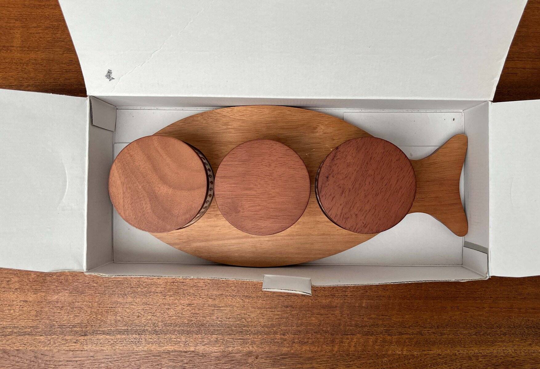 Sets of Swedish herring pots in ceramic and teak by Asa Lindberg for Sagaform, 2000s, set of 4.