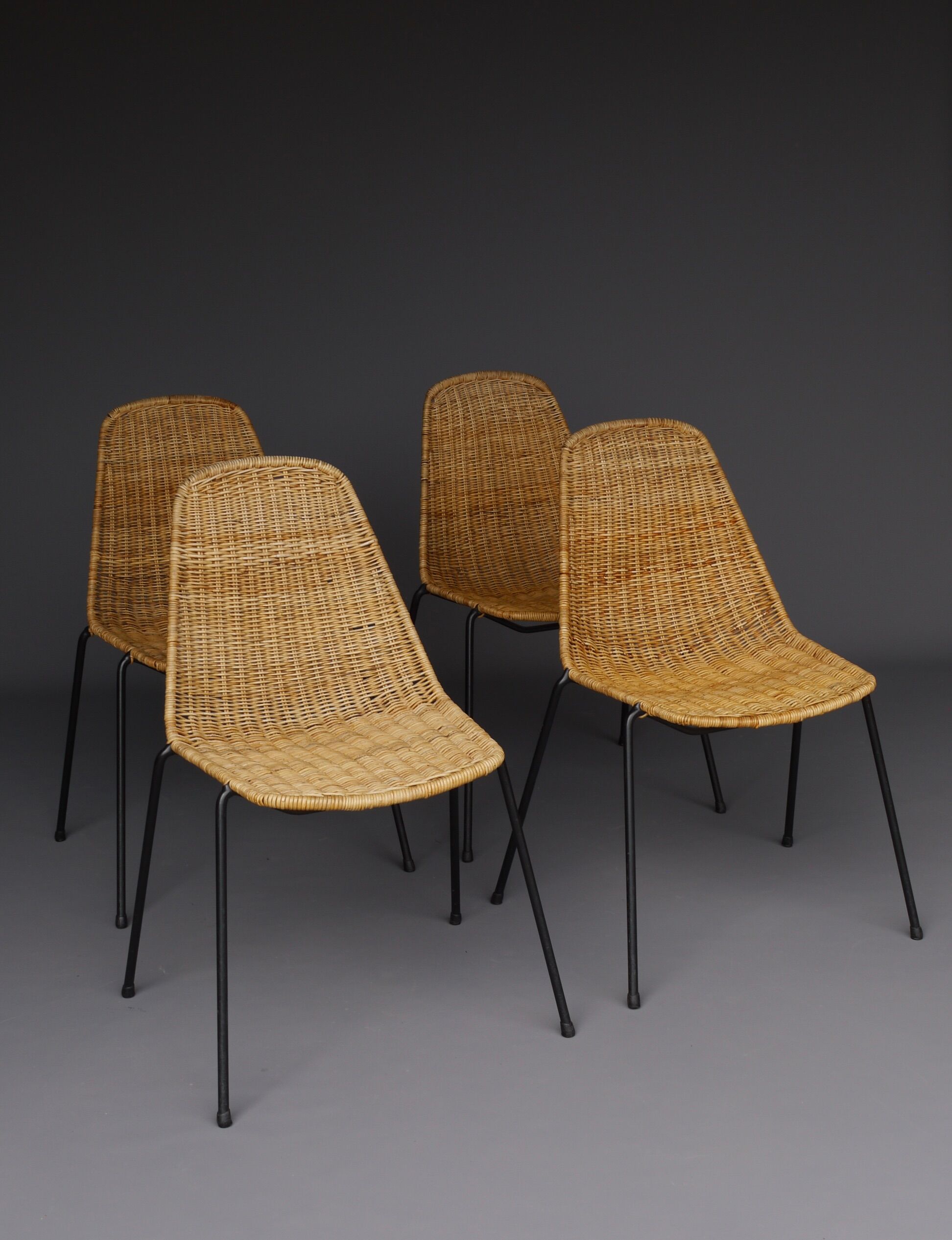 Mid-Century Wicker Chairs by Gian Franco Legler, 1950s. Set of 4