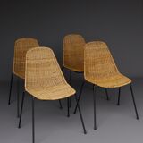 Mid-Century Wicker Chairs by Gian Franco Legler, 1950s. Set of 4