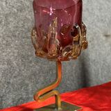 Fabienne Picaud: pink glass vase with amber applied decorations