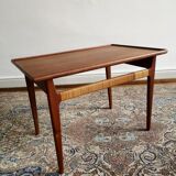 Scandinavian coffee table 60's teak and wicker