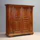 Antique baroque wardrobe in walnut and fabric, Piedmont, Italy, 18th century