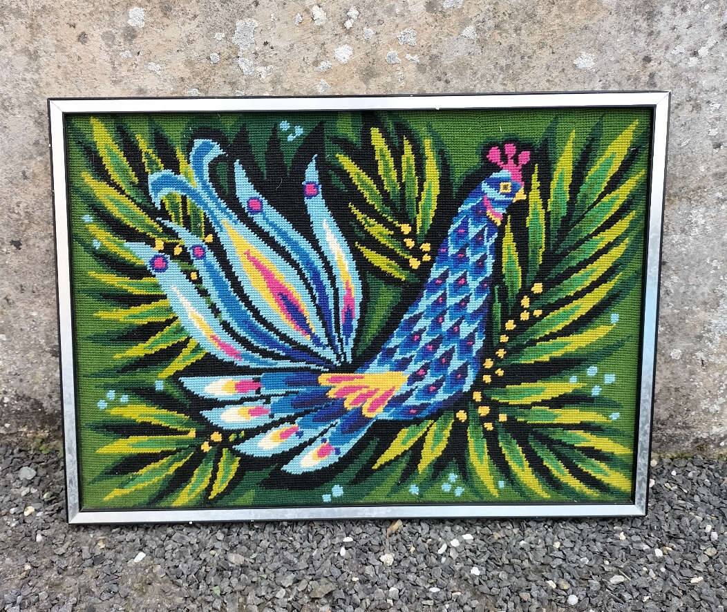 Vintage bird/rooster canvas