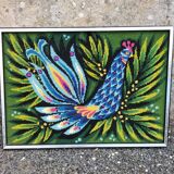 Vintage bird/rooster canvas