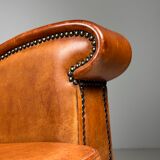 Set of 2 sheepskin club armchairs