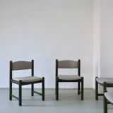 4 green carved wooden chairs | Scandinavia | 1960s